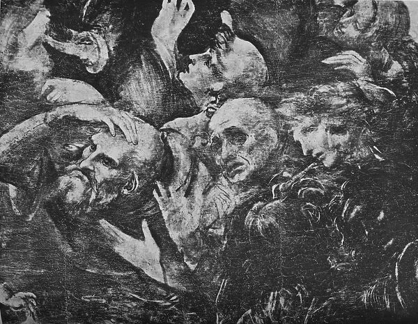 Adoration of the Magi - Heads of the group behind the kneeling king on the right, c1481 (1945). Artist: Leonardo da Vinci