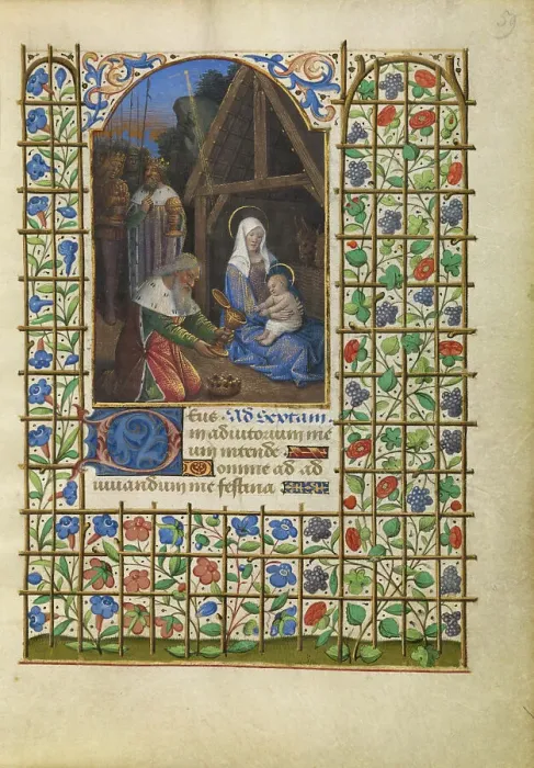 Framed Print : The Adoration of the Magi; Katherine Hours, about 1480-1485. Creator: Jean Bourdichon Framed Print : The Adoration of the Magi; Katherine Hours, about 1480-1485. Creator: Jean Bourdichon