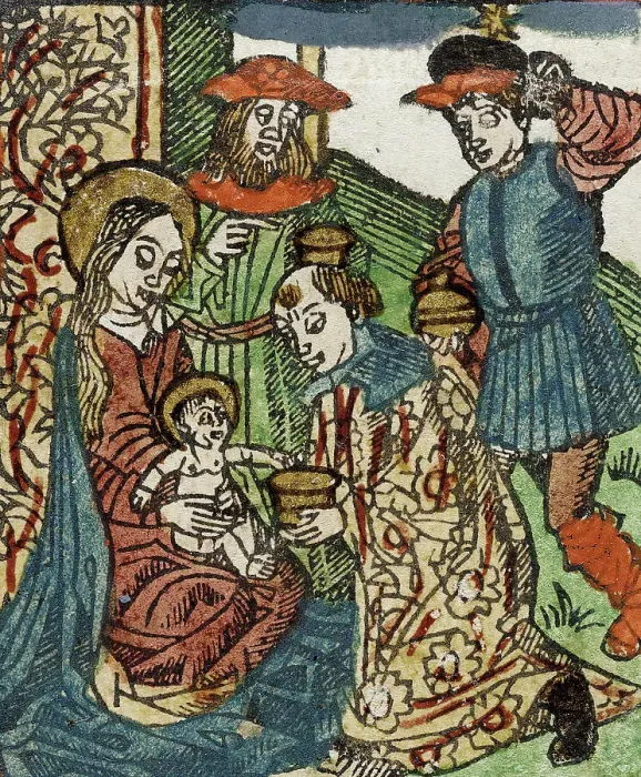 Framed Print : Adoration of the Magi, Late 15th-early 16th century. Creator: Unknown Framed Print : Adoration of the Magi, Late 15th-early 16th century. Creator: Unknown