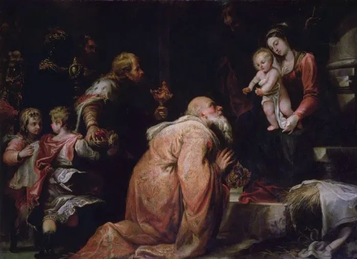 Framed Print : Adoration of the Magi, oil on canvas by Francisco Rizzi Framed Print : Adoration of the Magi, oil on canvas by Francisco Rizzi