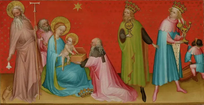 Framed Print : The Adoration of the Magi with Saint Anthony Abbot, about 1410-1420. Creator: Unknown Framed Print : The Adoration of the Magi with Saint Anthony Abbot, about 1410-1420. Creator: Unknown