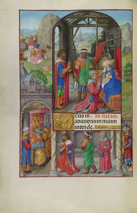 Framed Print : The Adoration of the Magi; Spinola Hours, about 1510-1520. Creator: Master of James IV of Scotland