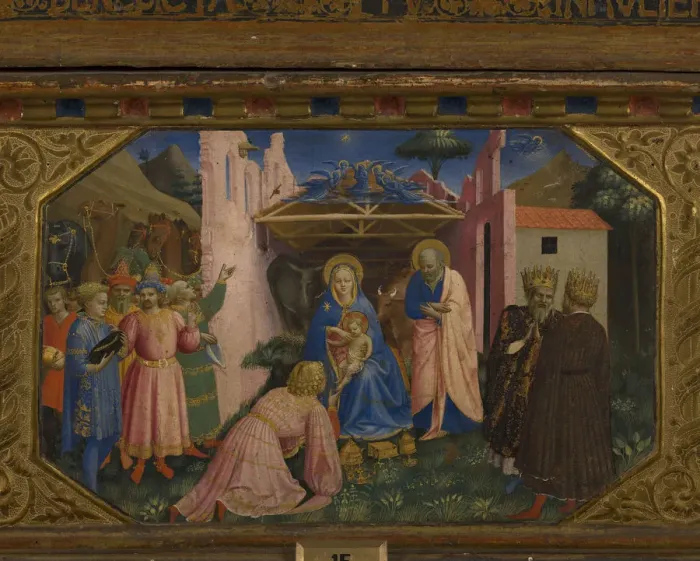 Framed Print : The Adoration of the Magi (The Annunciation retable with 5 Predella scenes), 1430-1432. Artist: Angelico, Fra Giovanni, da Fiesole (ca. 1400-1455) Framed Print : The Adoration of the Magi (The Annunciation retable with 5 Predella scenes), 1430-1432. Artist: Angelico, Fra Giovanni, da Fiesole (ca. 1400-1455)