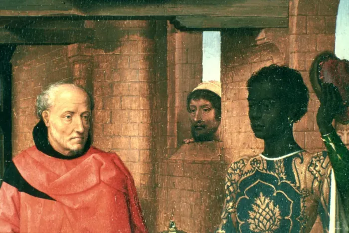 Framed Print : Adoration of the Magi, Triptych, Detail, c1453-1494. Artist: Hans Memling Framed Print : Adoration of the Magi, Triptych, Detail, c1453-1494. Artist: Hans Memling