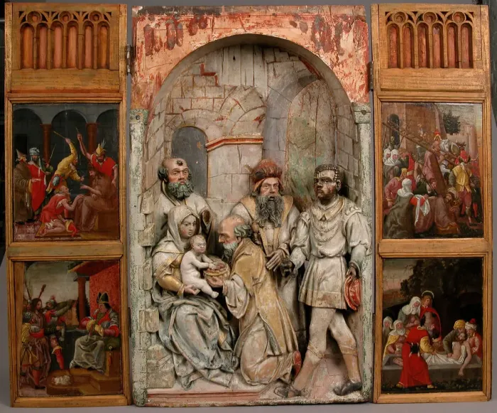 Framed Print : Adoration of the Magi Triptych Panel, German, 16th century. Creator: Unknown Framed Print : Adoration of the Magi Triptych Panel, German, 16th century. Creator: Unknown