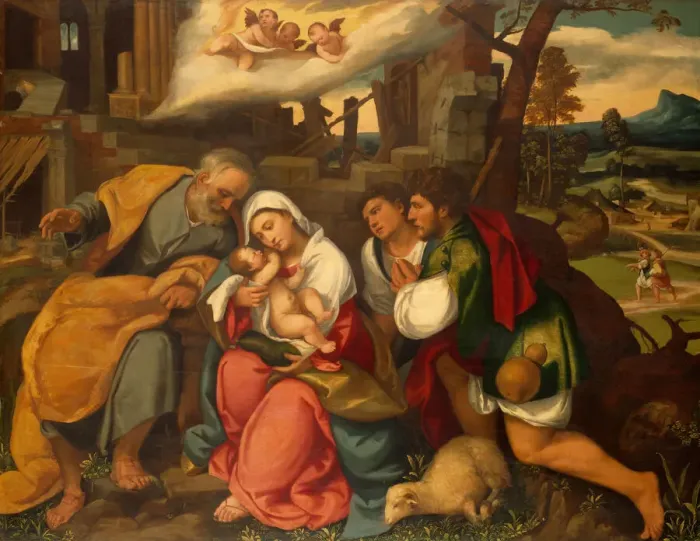Framed Print : The Adoration of the Shepherds, 1540. Creator: Bonifacio de Pitati Framed Print : The Adoration of the Shepherds, 1540. Creator: Bonifacio de Pitati