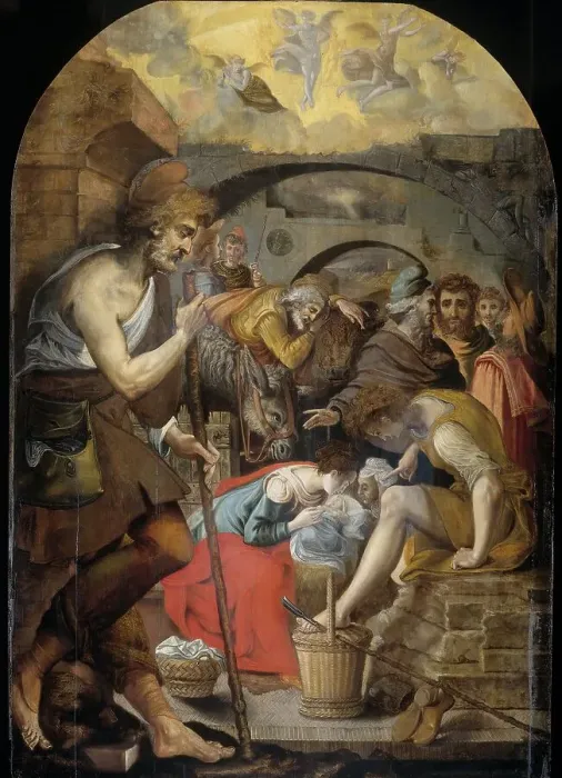 Framed Print : The Adoration of the Shepherds, 1560-1572. Creator: Anthonie Blocklandt Framed Print : The Adoration of the Shepherds, 1560-1572. Creator: Anthonie Blocklandt