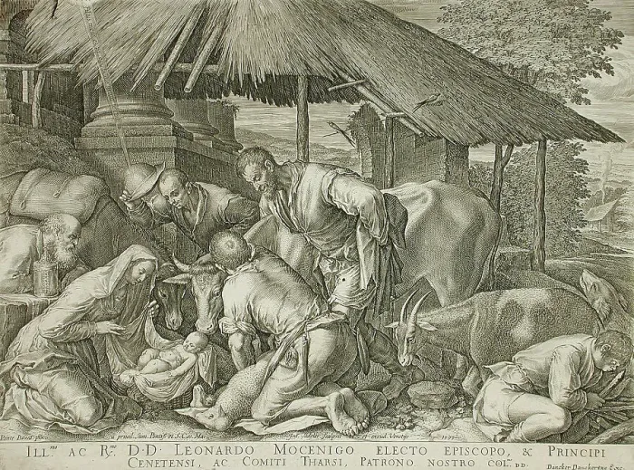 Framed Print : Adoration of the Shepherds, 1599. Creator: Johann Sadeler I Framed Print : Adoration of the Shepherds, 1599. Creator: Johann Sadeler I