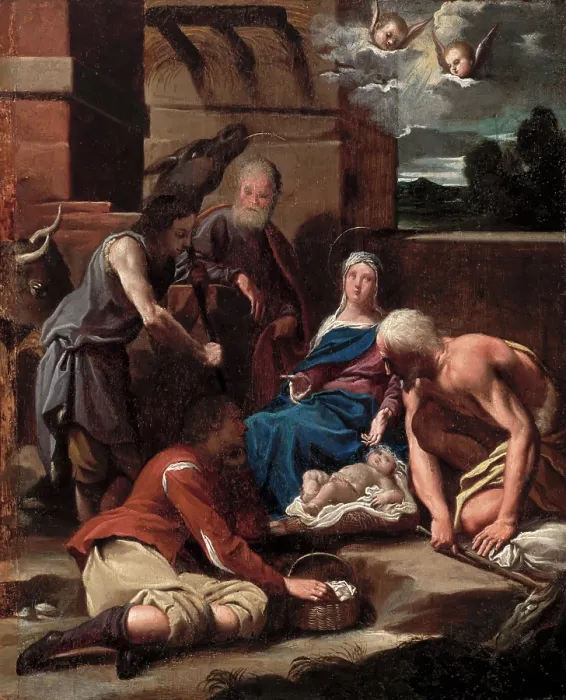 Framed Print : Adoration of the Shepherds, between 1615 and 1625. Creator: Carlo Bononi Framed Print : Adoration of the Shepherds, between 1615 and 1625. Creator: Carlo Bononi