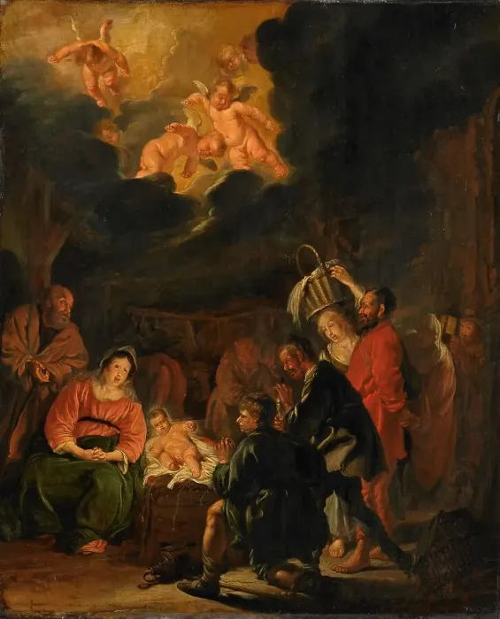 Framed Print : The Adoration of the Shepherds, 1645. Creator: Pieter Codde Framed Print : The Adoration of the Shepherds, 1645. Creator: Pieter Codde