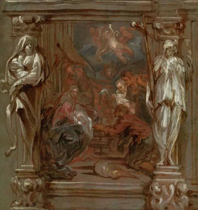 Framed Print : The Adoration of the Shepherds, 1649-1650. Creator: Lucas Franchoys the Younger Framed Print : The Adoration of the Shepherds, 1649-1650. Creator: Lucas Franchoys the Younger