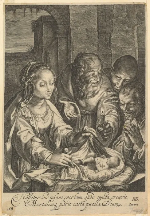 Framed Print : The Adoration of the Shepherds, after 1650. Creator: Abraham Blooteling Framed Print : The Adoration of the Shepherds, after 1650. Creator: Abraham Blooteling
