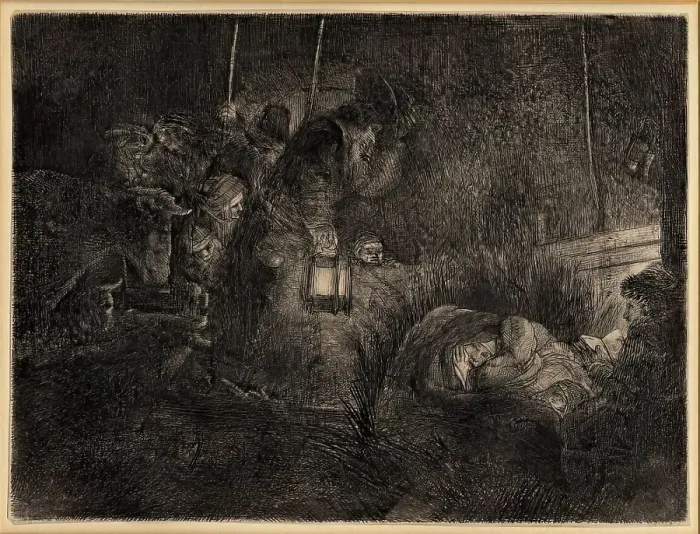 Framed Print : Adoration of the Shepherds, 1653. Creator: Rembrandt Harmensz van Rijn Framed Print : Adoration of the Shepherds, 1653. Creator: Rembrandt Harmensz van Rijn
