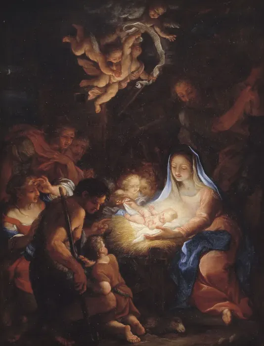 Framed Print : The Adoration of the Shepherds, 1720. Creator: Giuseppe Bartolomeo Chiari Framed Print : The Adoration of the Shepherds, 1720. Creator: Giuseppe Bartolomeo Chiari