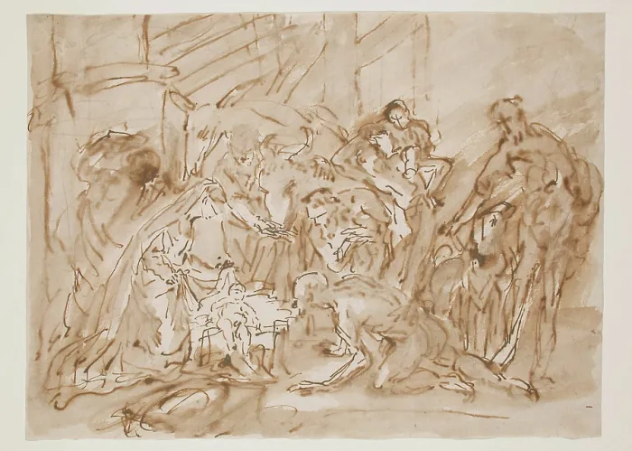 Framed Print : Adoration of the Shepherds, 17th century. Creator: Antonio Balestra Framed Print : Adoration of the Shepherds, 17th century. Creator: Antonio Balestra