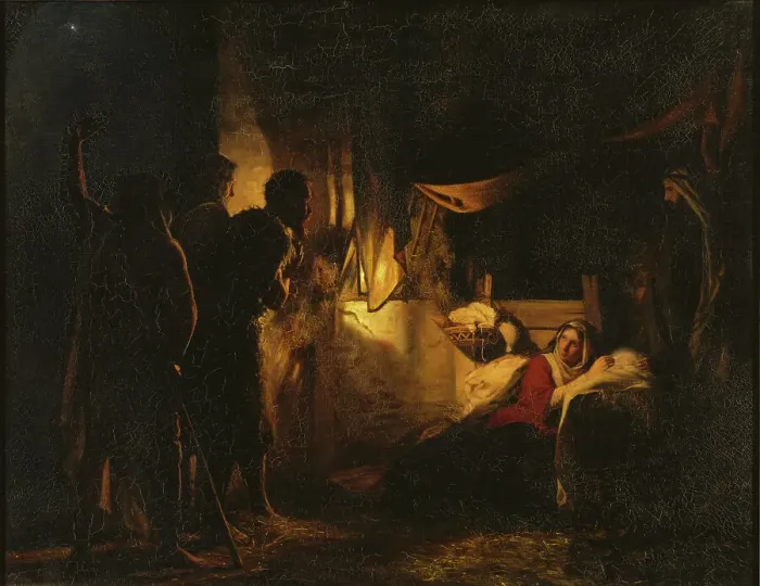 Framed Print : Adoration of the Shepherds, 1882. Creator: Carl Bloch Framed Print : Adoration of the Shepherds, 1882. Creator: Carl Bloch