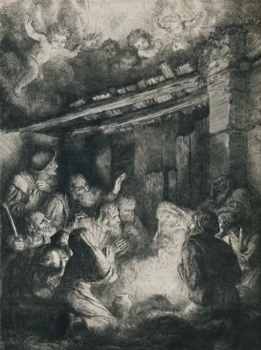 Framed Print : The Adoration of the Shepherds, 1922. Creator: Alphonse Legros Framed Print : The Adoration of the Shepherds, 1922. Creator: Alphonse Legros