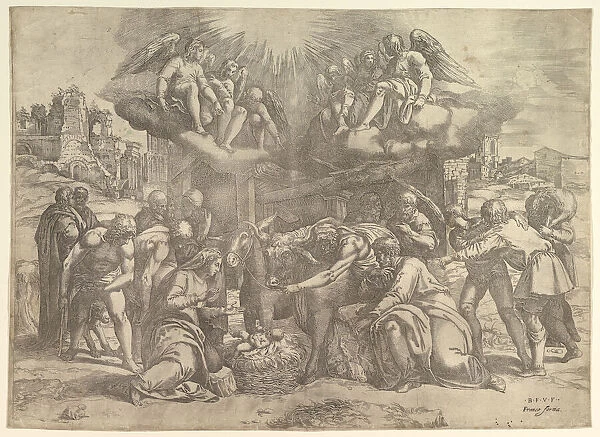 The Adoration of the Shepherds with angels overhead, ca. 1530-61