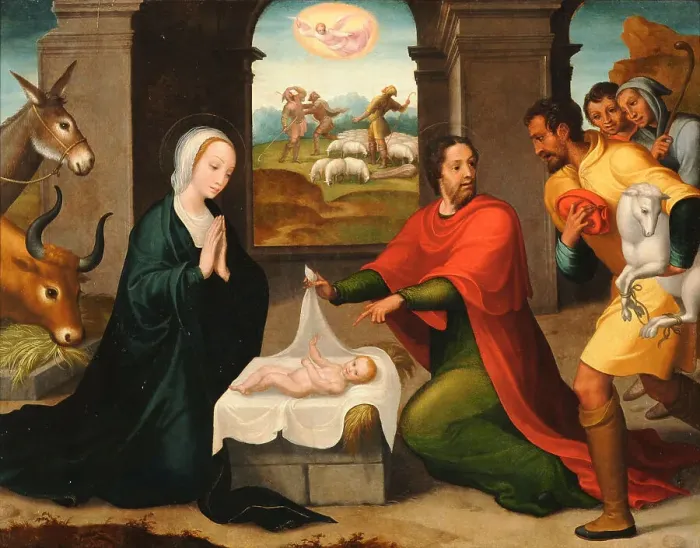 Framed Print : The Adoration of the Shepherds. Artist: Correa de Vivar, Juan (c. 1510-1566) Framed Print : The Adoration of the Shepherds. Artist: Correa de Vivar, Juan (c. 1510-1566)