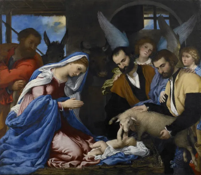 Framed Print : The Adoration of the Shepherds. Artist: Lotto, Lorenzo (1480-1556) Framed Print : The Adoration of the Shepherds. Artist: Lotto, Lorenzo (1480-1556)