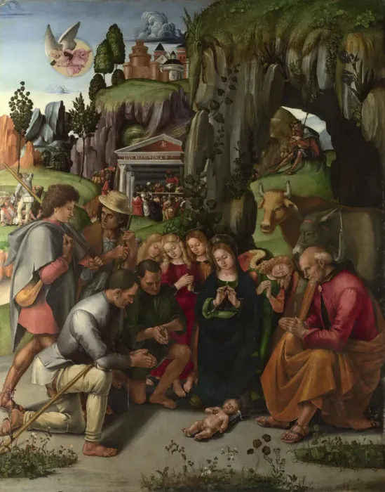 Framed Print : The Adoration of the Shepherds, c. 1496. Artist: Signorelli, Luca (ca 1441-1523) Framed Print : The Adoration of the Shepherds, c. 1496. Artist: Signorelli, Luca (ca 1441-1523)