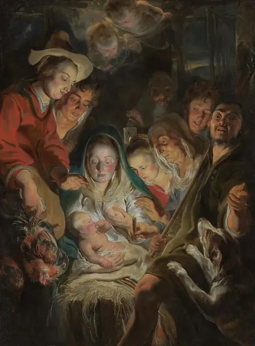 Framed Print : The Adoration of the Shepherds, c. 1616-1617. Creator: Jordaens, Jacob (1593-1678)
