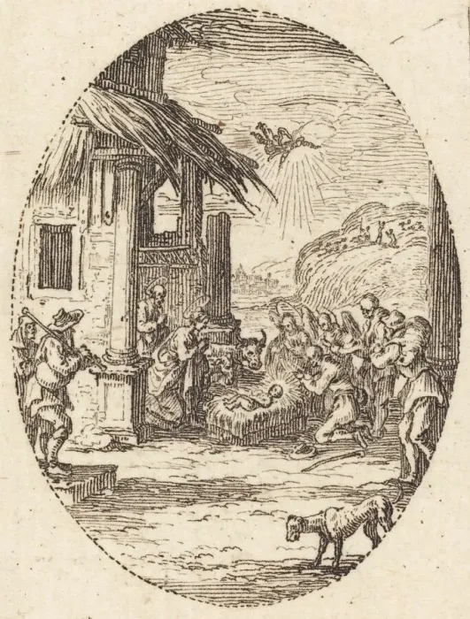 Framed Print : The Adoration of the Shepherds, c. 1631. Creator: Jacques Callot Framed Print : The Adoration of the Shepherds, c. 1631. Creator: Jacques Callot