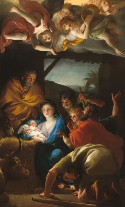 Framed Print : The Adoration of the Shepherds, c. 1764 / 1765. Creator: Anton Raphael Mengs Framed Print : The Adoration of the Shepherds, c. 1764 / 1765. Creator: Anton Raphael Mengs
