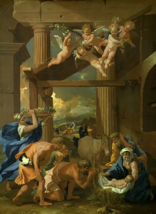 Framed Print : The Adoration of the Shepherds, c1633. Artist: Nicolas Poussin Framed Print : The Adoration of the Shepherds, c1633. Artist: Nicolas Poussin