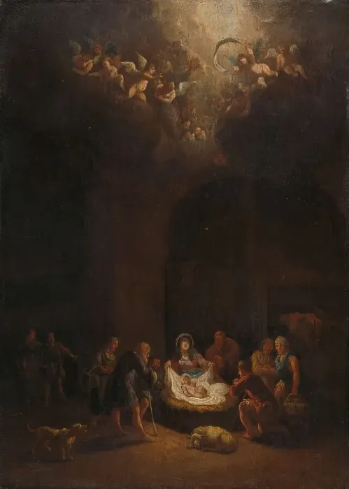 Framed Print : The Adoration of the Shepherds, c.1680. Creator: Peeter Bout Framed Print : The Adoration of the Shepherds, c.1680. Creator: Peeter Bout