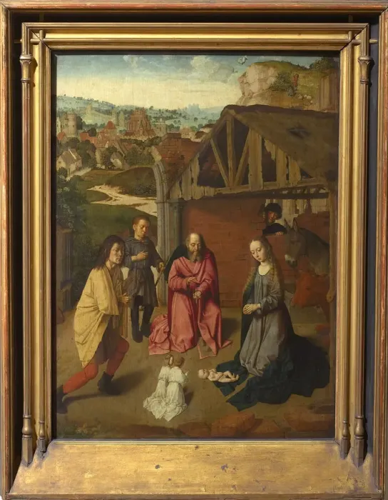 Framed Print : The Adoration of the Shepherds, ca 1485. Creator: David, Gerard (ca. 1460-1523) Framed Print : The Adoration of the Shepherds, ca 1485. Creator: David, Gerard (ca. 1460-1523)