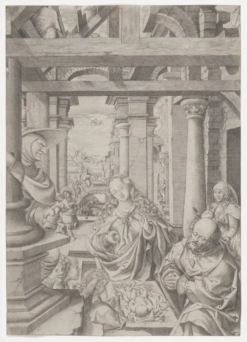 Framed Print : The Adoration of the Shepherds, ca. 1522-25. Creator: Frans Crabbe van Espleghem Framed Print : The Adoration of the Shepherds, ca. 1522-25. Creator: Frans Crabbe van Espleghem