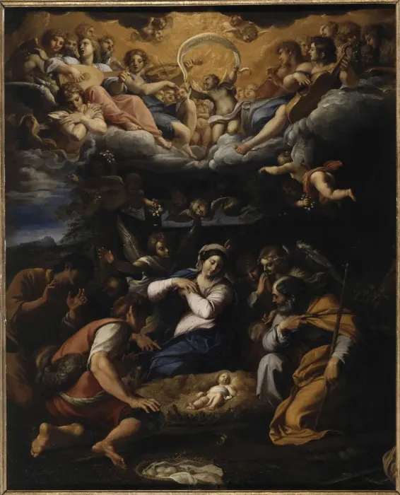 Framed Print : The Adoration of the Shepherds, ca. 1597. Creator: Carracci, Annibale (1560-1609)