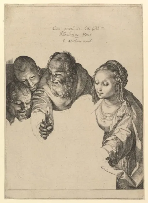 Framed Print : The Adoration of the Shepherds, ca. 1599. Creator: Hendrik Goltzius Framed Print : The Adoration of the Shepherds, ca. 1599. Creator: Hendrik Goltzius