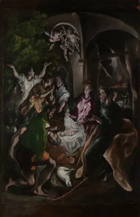 Framed Print : The Adoration of the Shepherds, ca. 1605-10. Creator: El Greco Framed Print : The Adoration of the Shepherds, ca. 1605-10. Creator: El Greco