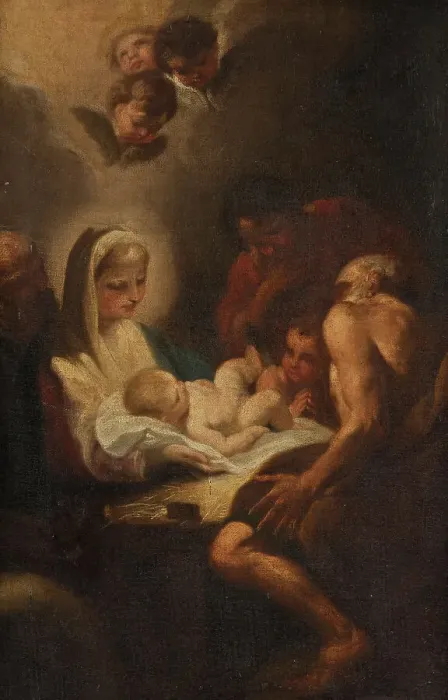 Framed Print : The Adoration of the Shepherds. Creator: Andrea Sacchi Framed Print : The Adoration of the Shepherds. Creator: Andrea Sacchi
