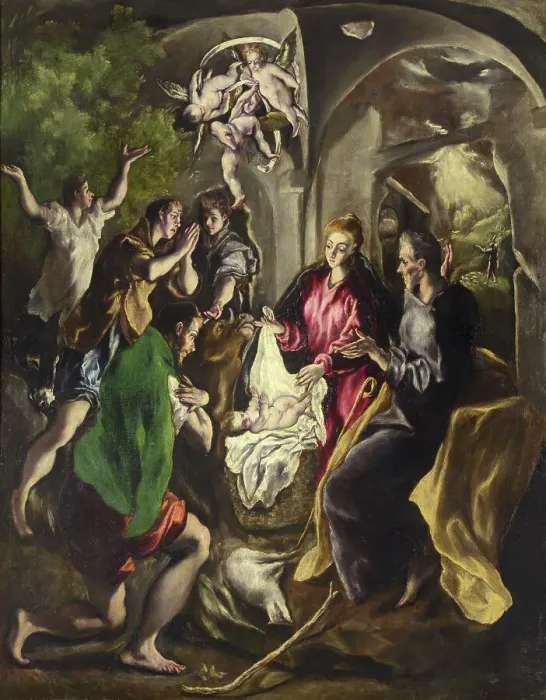 Framed Print : The Adoration of the Shepherds. Creator: El Greco, Dominico (1541-1614) Framed Print : The Adoration of the Shepherds. Creator: El Greco, Dominico (1541-1614)