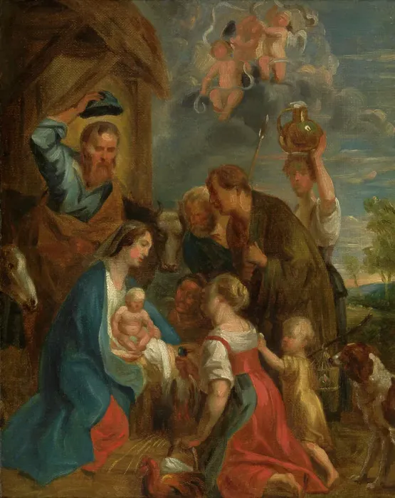 Framed Print : The Adoration of the Shepherds. Creator: Jacob Jordaens I Framed Print : The Adoration of the Shepherds. Creator: Jacob Jordaens I