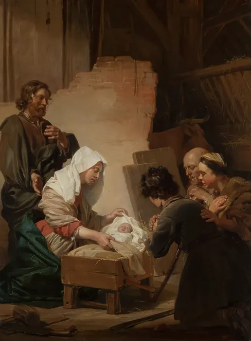 Framed Print : The Adoration of the Shepherds. Creator: Jan de Bray Framed Print : The Adoration of the Shepherds. Creator: Jan de Bray