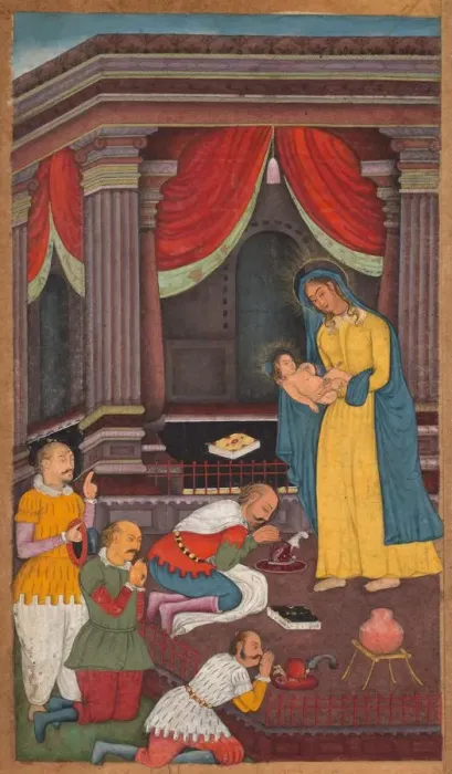 Framed Print : The Adoration of the Shepherds, from a Mirror of Holiness (Mir at al-quds) Framed Print : The Adoration of the Shepherds, from a Mirror of Holiness (Mir at al-quds)