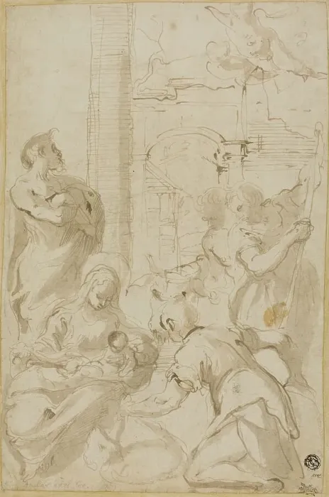 Framed Print : Adoration of the Shepherds, n.d. Creators: Carlo Bononi, Agostino Carracci, Annibale Carracci, Michel Ange Corneille Framed Print : Adoration of the Shepherds, n.d. Creators: Carlo Bononi, Agostino Carracci, Annibale Carracci, Michel Ange Corneille