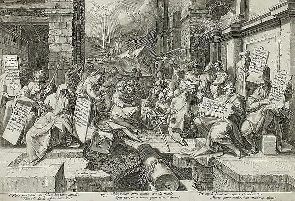 The Adoration of the Shepherds with Six Prophets, 1588. Creator: Jacob Matham