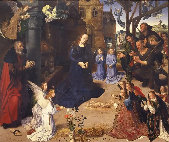 Framed Print : The Adoration of the Shepherds (The Portinari Triptych), ca 1478. Artist: Goes, Hugo, van der (1435-1482) Framed Print : The Adoration of the Shepherds (The Portinari Triptych), ca 1478. Artist: Goes, Hugo, van der (1435-1482)