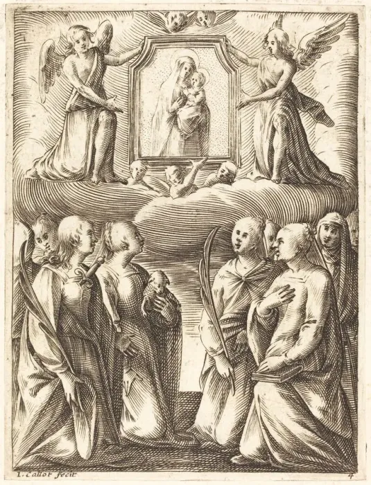 Framed Print : The Adoration of the Virgin and Child, 1608 / 1611. Creator: Jacques Callot Framed Print : The Adoration of the Virgin and Child, 1608 / 1611. Creator: Jacques Callot