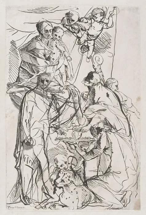 Framed Print : The adoration of the Virgin and Christ Child, 1700-1800. Creator: Anon Framed Print : The adoration of the Virgin and Christ Child, 1700-1800. Creator: Anon