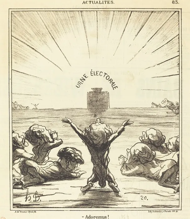 Framed Print : Adoremus!, 1869. Creator: Honore Daumier Framed Print : Adoremus!, 1869. Creator: Honore Daumier