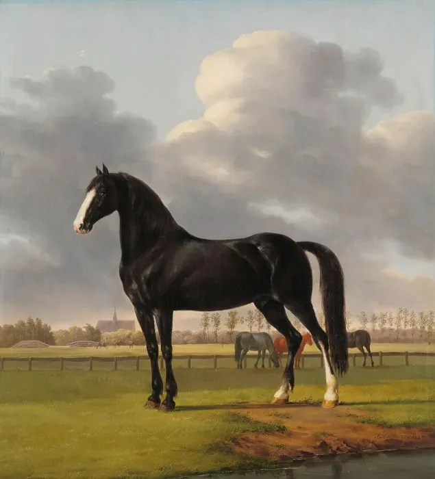 Framed Print : Adriaan van der Hoop's Trotter ‘De Vlugge (The Fast One) in a Meadow, 1828. Creator: Anthony Oberman Framed Print : Adriaan van der Hoop's Trotter ‘De Vlugge (The Fast One) in a Meadow, 1828. Creator: Anthony Oberman
