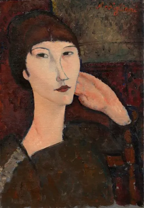 Framed Print : Adrienne (Woman with Bangs), 1917. Creator: Amadeo Modigliani Framed Print : Adrienne (Woman with Bangs), 1917. Creator: Amadeo Modigliani