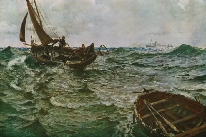 Framed Print : Adrift, c1890, (c1930). Creator: Charles Napier Hemy Framed Print : Adrift, c1890, (c1930). Creator: Charles Napier Hemy