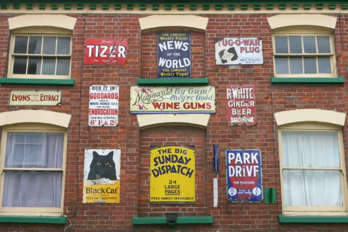 Framed Print : Advertisements on a building, Ross-on-Wye, Herefordshire